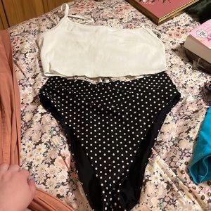 White and polka dot bikini